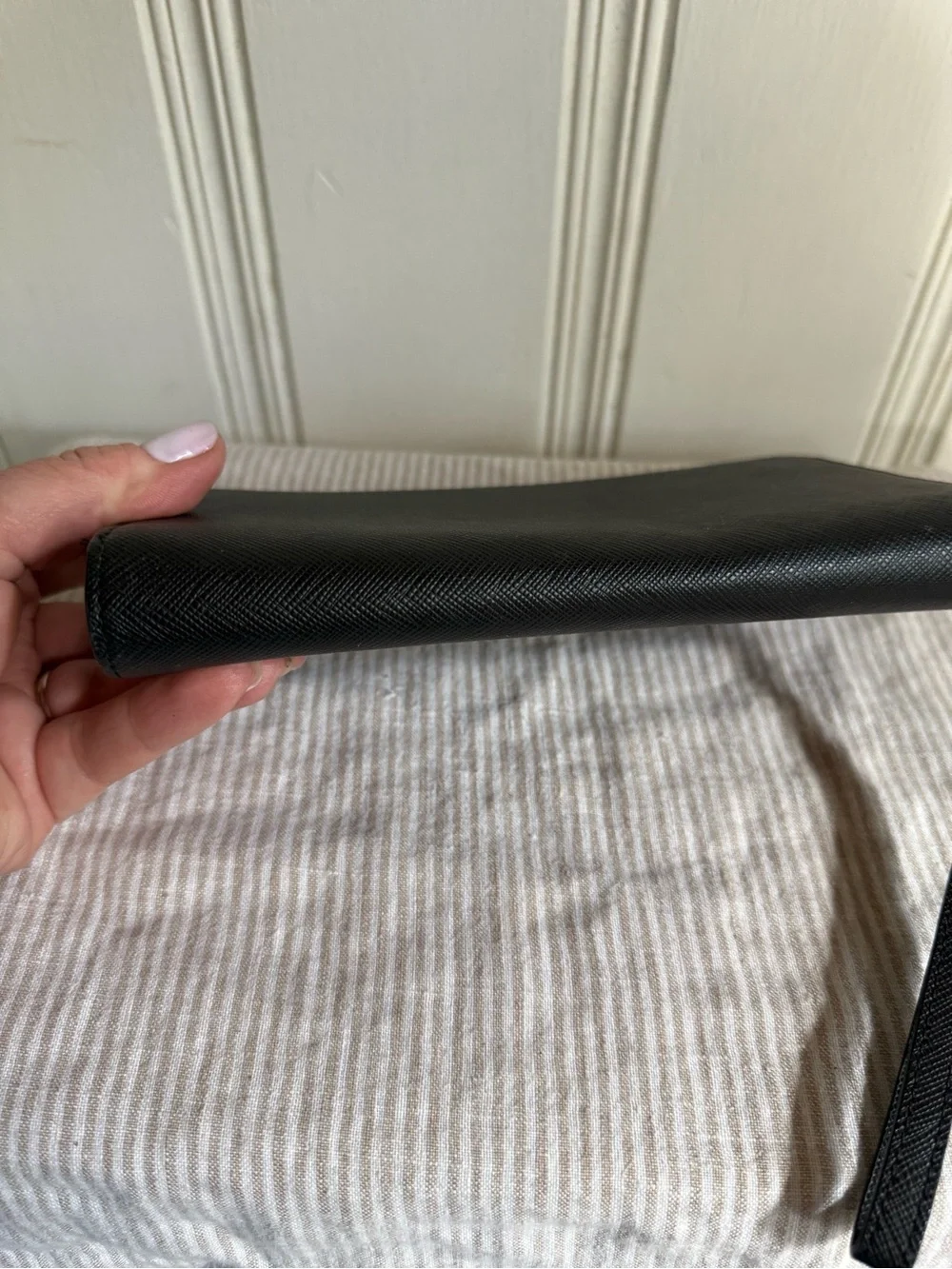 kate spade black zip-around wristlet wallet with gold logo